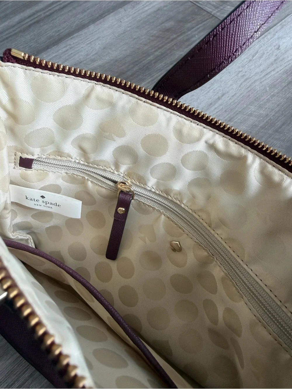 Kate Spade Burgundy Saffiano Cedar Street Harmony Crossbody with Gold Accents